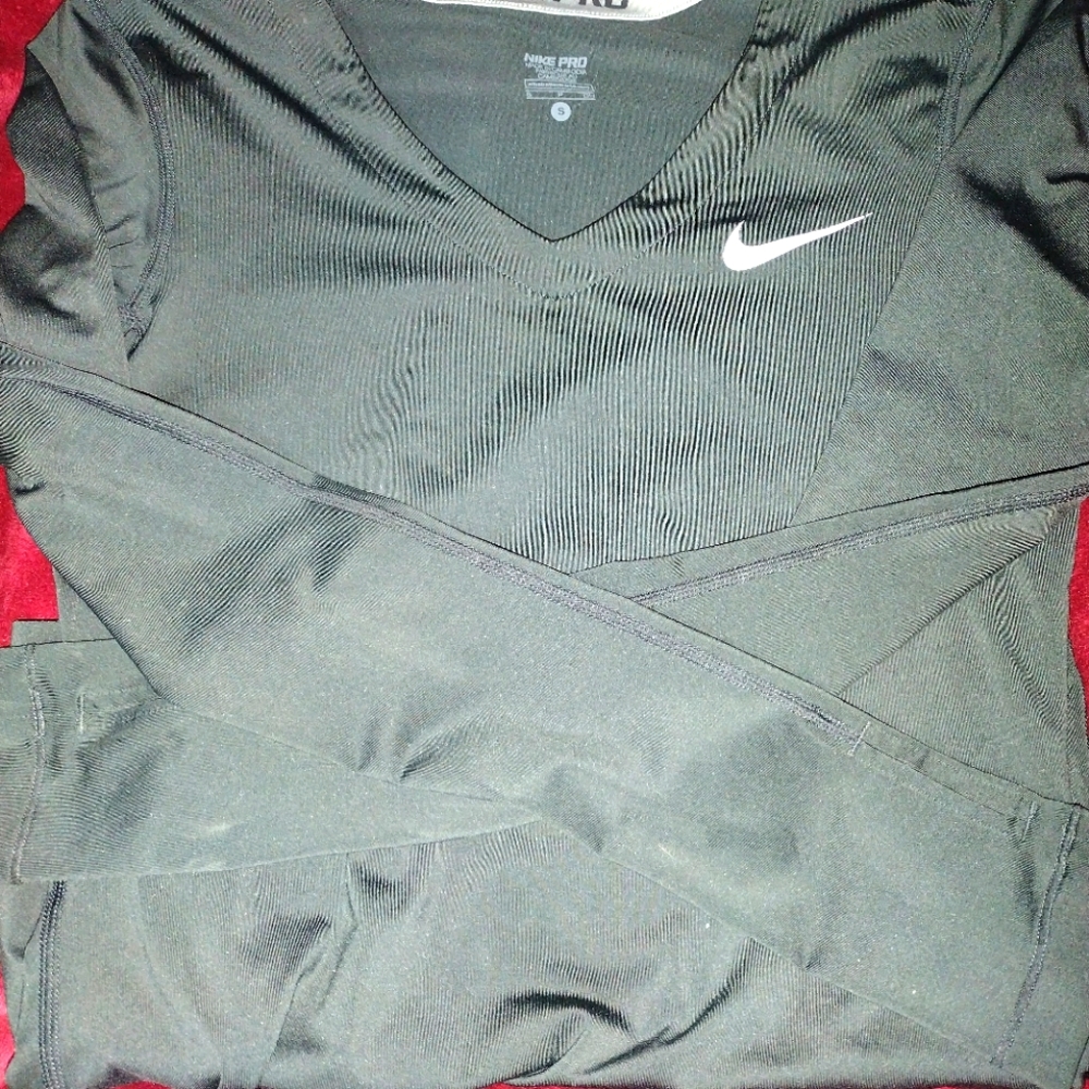 Grey Nike DRI fit long sleeve V neck shirt